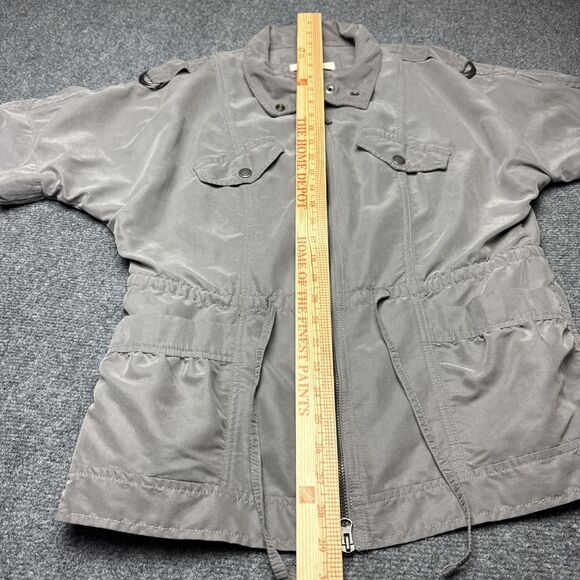 Ann Taylor LOFT Gray Short Roll Sleeve Utility Full Zip Jacket Size Medium - Picture 5 of 7